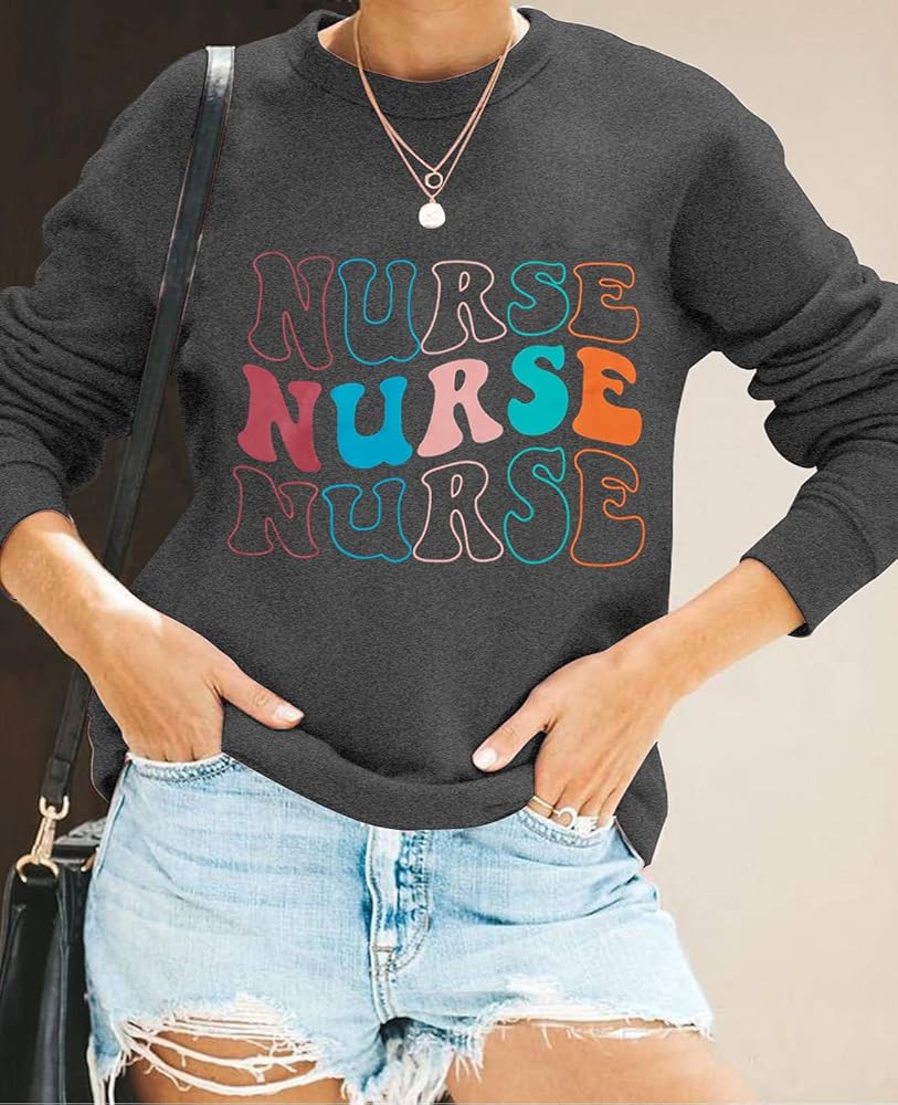 Amazon.com: COLORFUL BLING Nurse Sweatshirt For Women
